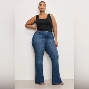 Good American Good Classic Slim Bootcut Jeans High Rise Dark Wash Size 18 Plus